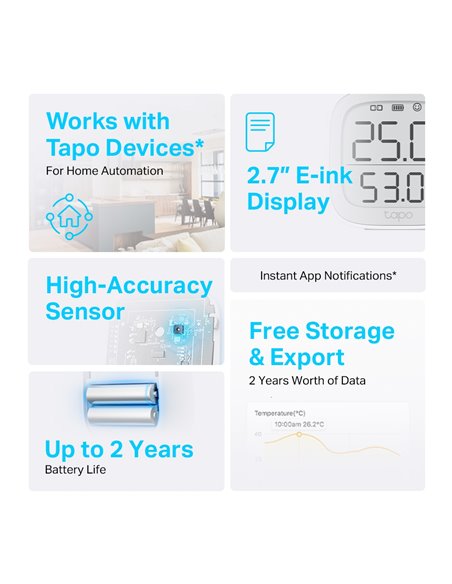 Smart senzor de temperatura și umiditate TP-LINK Tapo T315, Alb