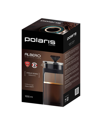 Cafetiera French Press Polaris Albero-1000FP, 1L, Negru