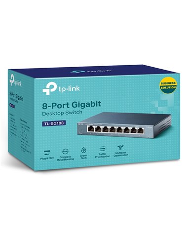Сетевой коммутатор TP-LINK TL-SG108, 8x 10/100/1000 Мбит/с