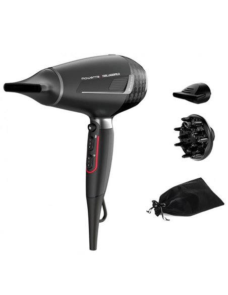 Фен Rowenta Karl Lagerfeld CV888LF0, 2200 Вт, Чёрный