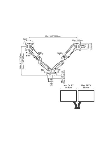 Suport birou pentru monitoare BARKAN M142P, Negru