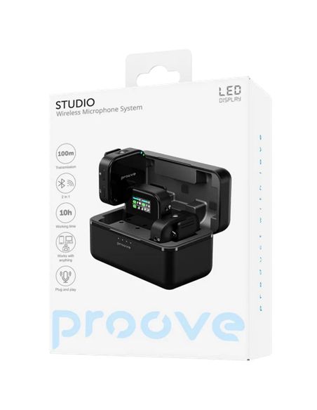 Microfon portabil pentru înregistrare vocală Proove Studio, Fără fir, Negru