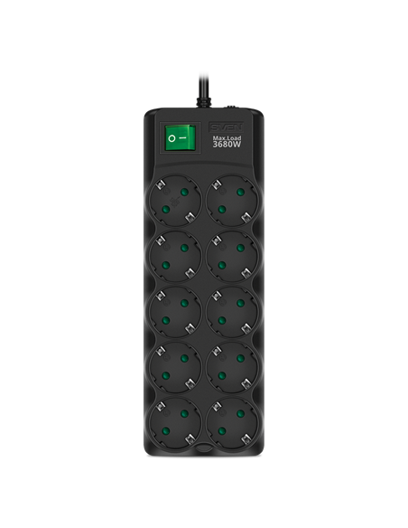 Сетевой фильтр SVEN SF-10E-16, 10 Розеток, 5м, Черный