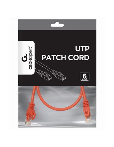 Патч-корд Cablexpert PP6U-0.5M/R, Cat6 UTP, 0,5м, Красный