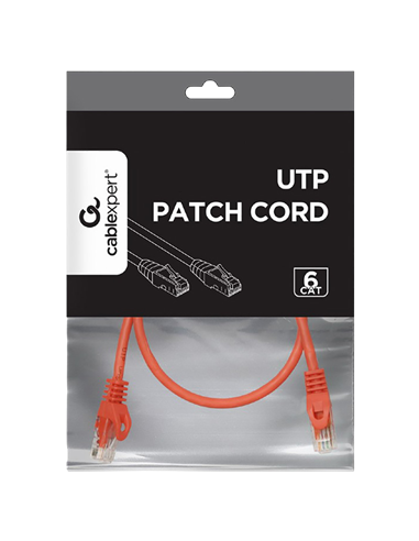 Patch cord Cablexpert PP6U-0.5M/R, Cat6 UTP, 0,5m, Roșu