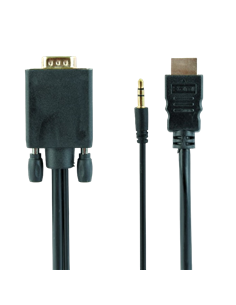 Видео кабель Cablexpert A-HDMI-VGA-03-6, HDMI (M) - VGA D-Sub + 3.5 mm Jack, 1,8м, Чёрный