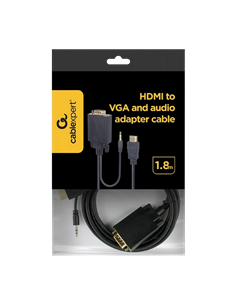 Cablu Video Cablexpert A-HDMI-VGA-03-6, HDMI (M) - VGA D-Sub + 3.5 mm Jack, 1,8m, Negru 2