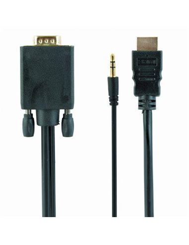 Cablu Video Cablexpert A-HDMI-VGA-03-6, HDMI (M) - VGA D-Sub + 3.5 mm Jack, 1,8m, Negru