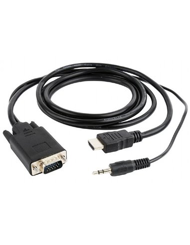 Cablu Video Cablexpert A-HDMI-VGA-03-6, HDMI (M) - VGA D-Sub + 3.5 mm Jack, 1,8m, Negru