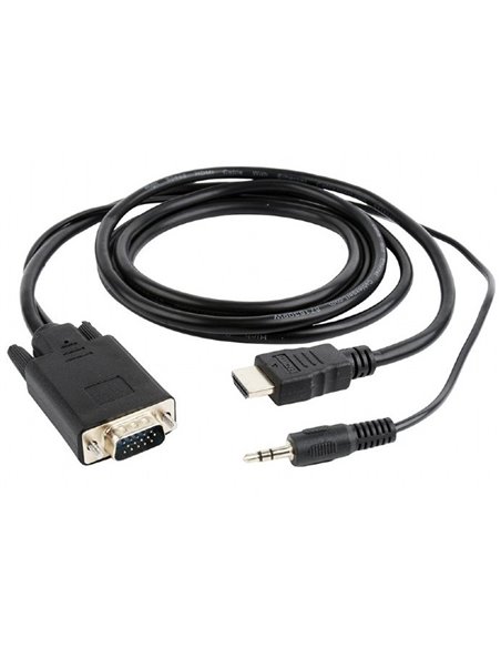 Cablu Video Cablexpert A-HDMI-VGA-03-6, HDMI (M) - VGA D-Sub + 3.5 mm Jack, 1,8m, Negru