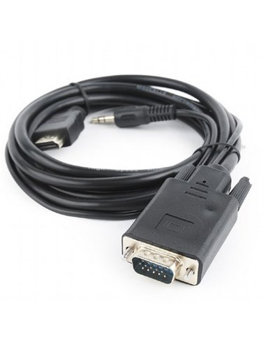 Cablu Video Cablexpert A-HDMI-VGA-03-6, HDMI (M) - VGA D-Sub + 3.5 mm Jack, 1,8m, Negru