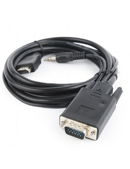 Cablu Video Cablexpert A-HDMI-VGA-03-6, HDMI (M) - VGA D-Sub + 3.5 mm Jack, 1,8m, Negru