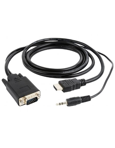 Cablu Video Cablexpert A-HDMI-VGA-03-10, HDMI (M) - VGA D-Sub + 3.5 mm Jack, 3m, Negru