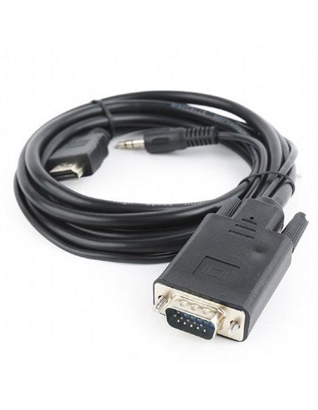 Cablu Video Cablexpert A-HDMI-VGA-03-10, HDMI (M) - VGA D-Sub + 3.5 mm Jack, 3m, Negru