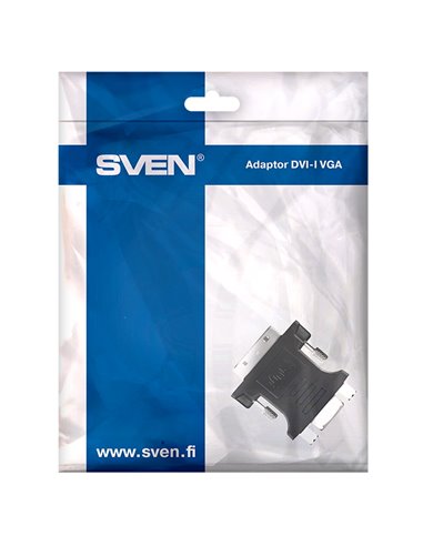 Видеоадаптер SVEN SV-015534, DVI-I (M) - VGA D-Sub (F), Чёрный