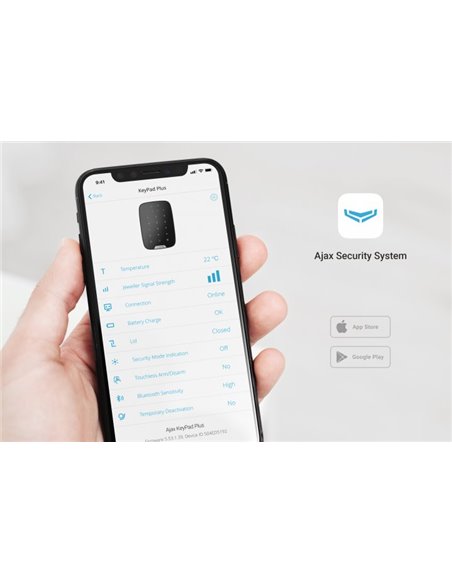 Беспроводная сенсорная клавиатура Ajax KeyPad Plus, Чёрный