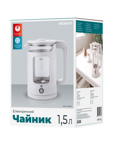 Fierbător electric Ardesto EKL-T31GW, Alb