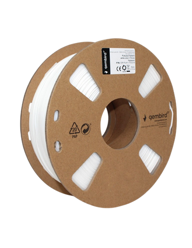 Filament pentru imprimantă 3D Gembird 3DP-PLA+1.75-02-W, PLA+, Alb, 1.75 mm, 1kg
