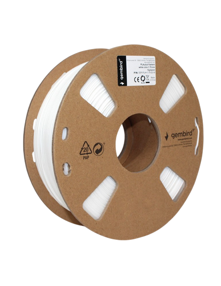Filament pentru imprimantă 3D Gembird 3DP-PLA+1.75-02-W, PLA+, Alb, 1.75 mm, 1kg
