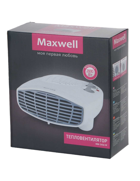 Тепловентилятор Maxwell MW-3456, 2000Вт, Белый
