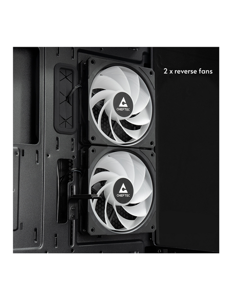 Carcasă PC Chieftec Vista, Midi-Tower, Fără PSU, Negru