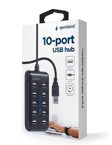 USB-концентратор Gembird UHB-U2P10P-01, Чёрный