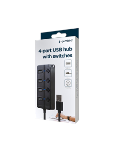 USB-концентратор Gembird UHB-U2P4P-01, Чёрный 2