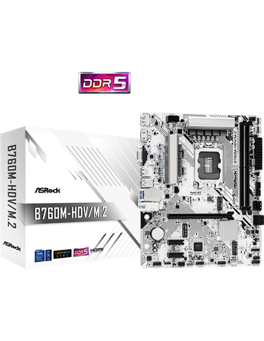 Материнская плата ASRock B760M-HDV/M.2, LGA1700, Intel B760, Micro-ATX