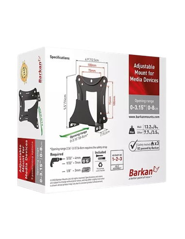 Suport fixat pe perete BARKAN BM80, Negru