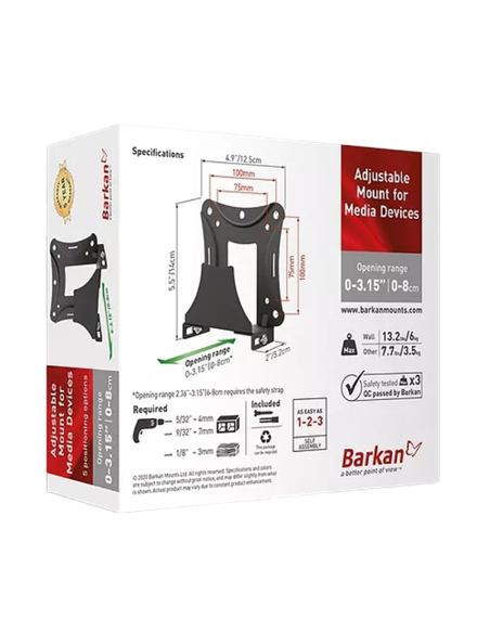 Suport fixat pe perete BARKAN BM80, Negru