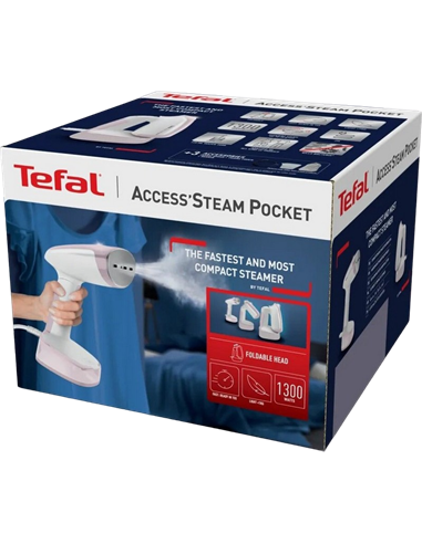 Aparat de călcat vertical cu aburi Tefal DT3050E1, Alb/Roz