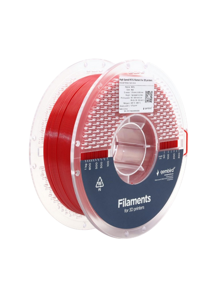 Filament pentru imprimantă 3D Gembird 3DP-PETG1.75HY-01-R, PETG, Roșu , 1.75 mm, 1kg