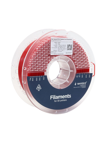 Filament pentru imprimantă 3D Gembird 3DP-PETG1.75HY-01-R, PETG, Roșu , 1.75 mm, 1kg