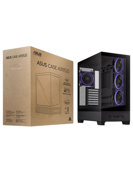 Carcasă PC ASUS A31 PLUS TG ARGB, Midi-Tower, Negru Carcasă PC ASUS A31 PLUS TG ARGB, Midi-Tower, Negru
