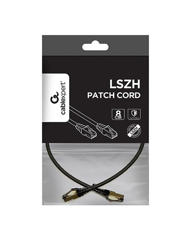 Патч-корд Cablexpert PP8-LSZHCU-BK-0.25M, Cat8 S/FTP, 0,25м, Чёрный