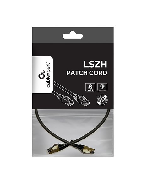 Патч-корд Cablexpert PP8-LSZHCU-BK-0.25M, Cat8 S/FTP, 0,25м, Чёрный Патч-корд Cablexpert PP8-LSZHCU-BK-0.25M, Cat8 S/FTP, 0,25м, Чёрный