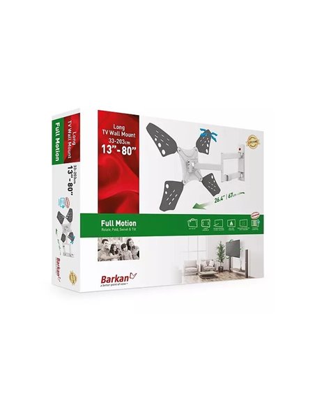 Suport TV de perete BARKAN 3400LW, Alb
