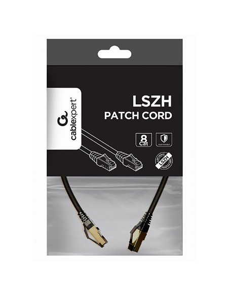 Patch cord Cablexpert PP8-LSZHCU-BK-1M, Cat8 S/FTP, 1m, Negru
