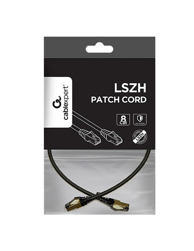 Patch cord Cablexpert PP8-LSZHCU-BK-1M, Cat8 S/FTP, 1m, Negru