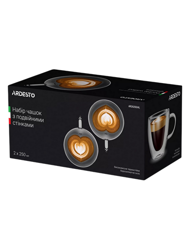 Set cupe Ardesto AR2625GHL, 250 ml, 2 bucs, Transparent