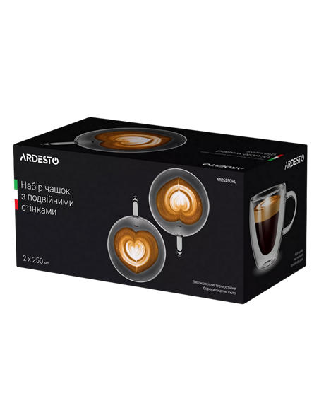 Set cupe Ardesto AR2625GHL, 250 ml, 2 bucs, Transparent