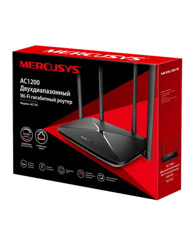 Router fără fir MERCUSYS AC12G, Negru