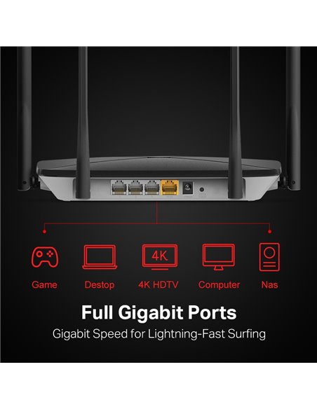 Router fără fir MERCUSYS AC12G, Negru