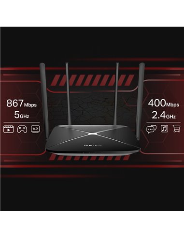 Router fără fir MERCUSYS AC12G, Negru