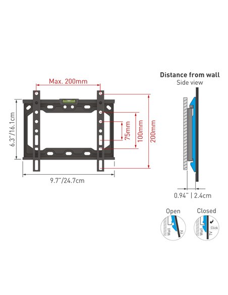 Фиксированное настенное крепление BARKAN E202+, Чёрный