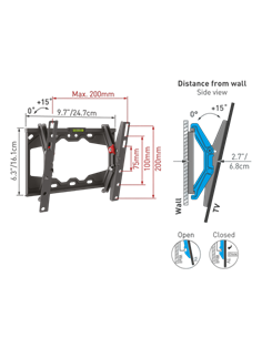 Suport înclinat pe perete BARKAN E210+, Negru 2