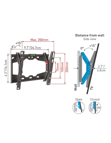 Suport înclinat pe perete BARKAN E210+, Negru