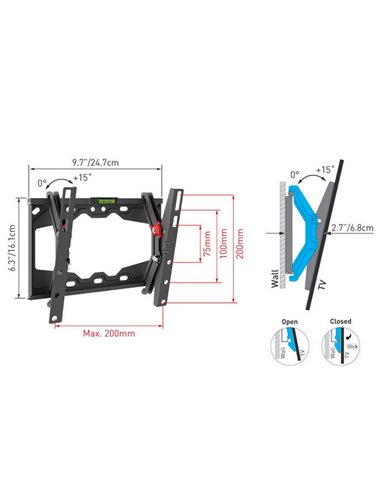 Suport înclinat pe perete BARKAN E210+, Negru