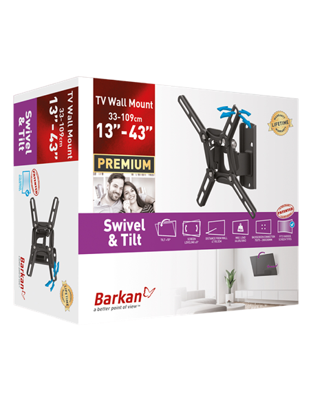 Настенное крепление для телевизора BARKAN 2200, Чёрный