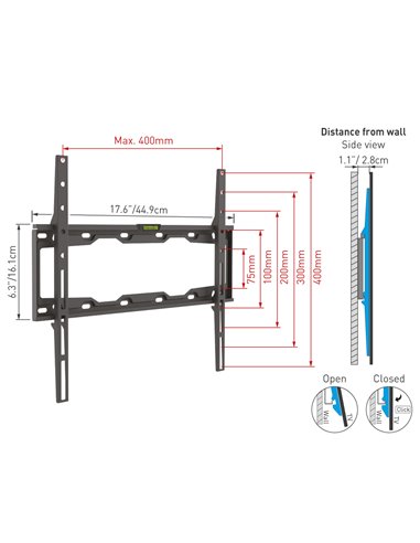 Suport fixat pe perete BARKAN E302+, Negru